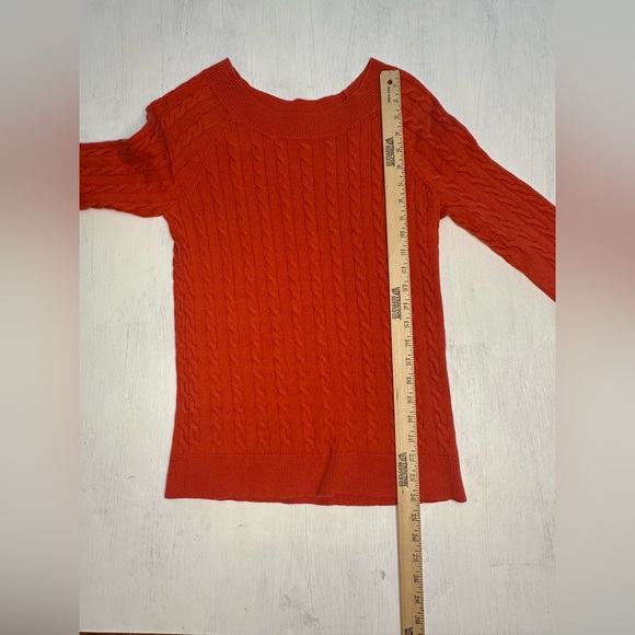 LOFT Burnt Orange Cable Knit Cotton Sweater – Medium - Picture 4 of 7